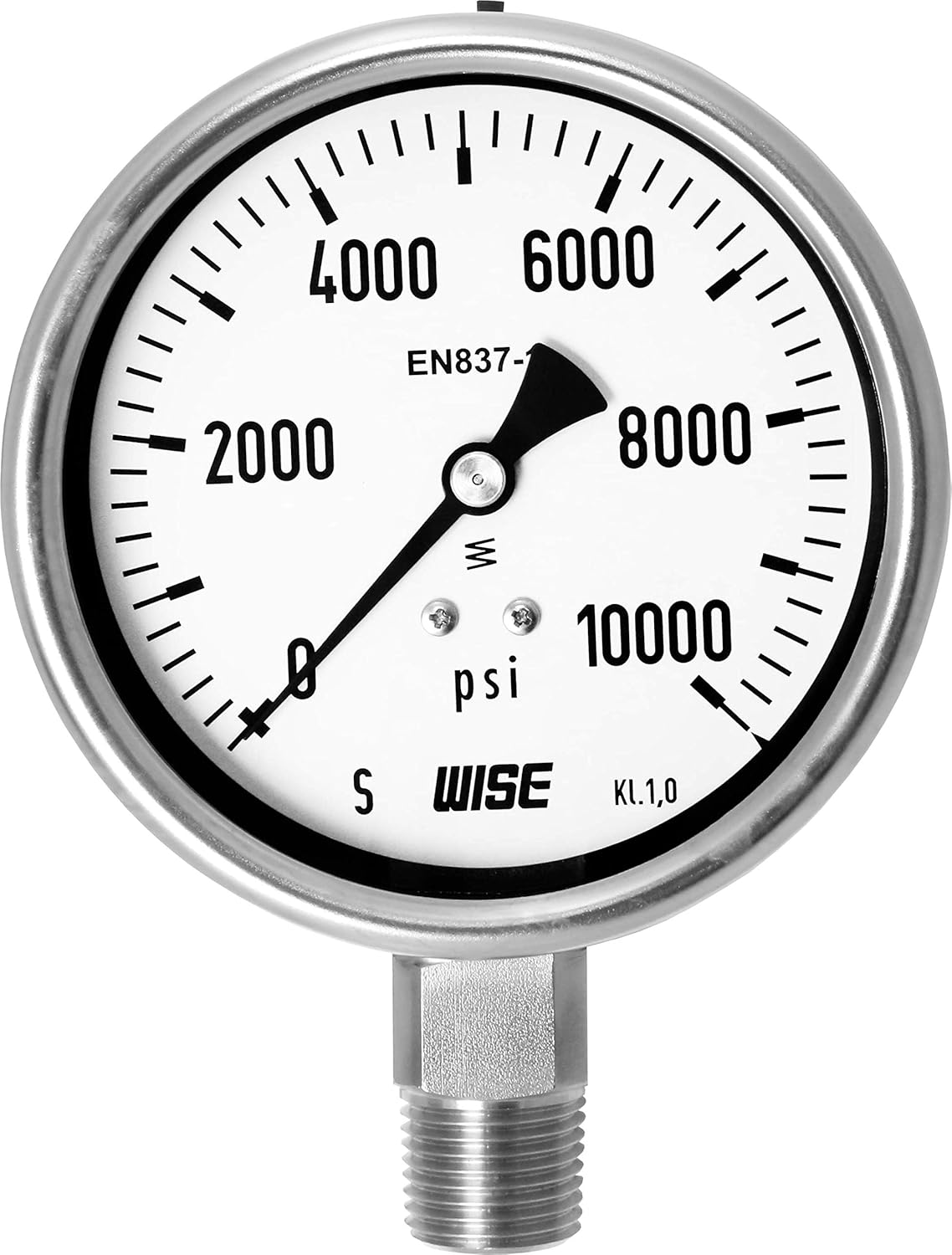 100mm 4" Dial 0~10000psi Full Stainless Steel Internals Pressure Gauge Pack of 2 W840