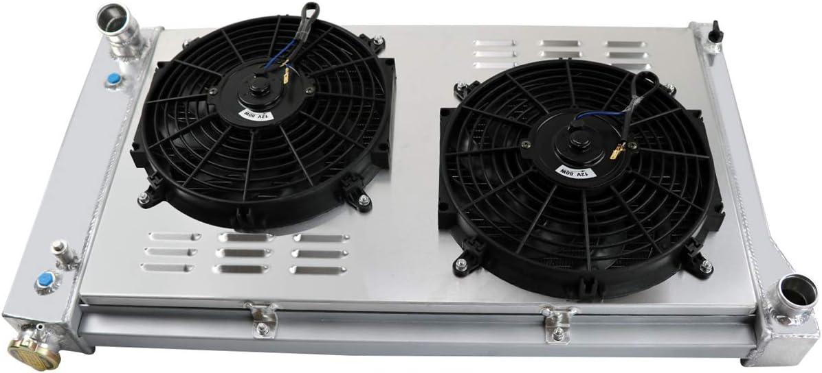 52MM 3 Row Aluminum Radiator with 2X12" Fan and Louver Shroud C840
