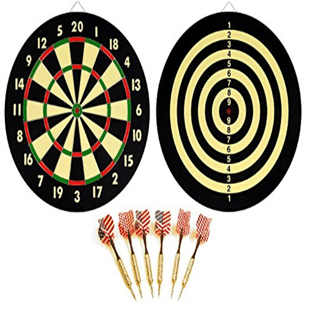 Dart Board with 6 Brass Darts 16.5 inch H2890