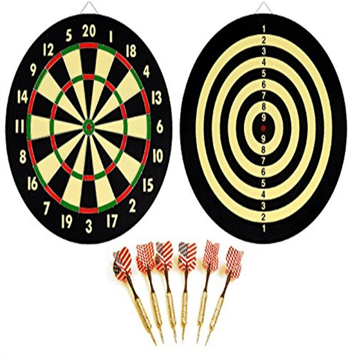 Dart Board with 6 Brass Darts 16.5 inch H2890