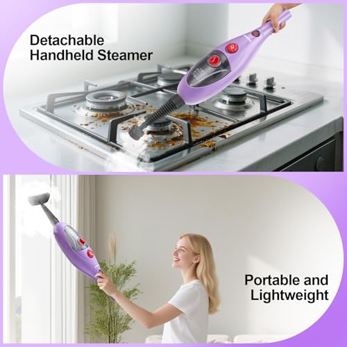 Steam Mop Cleaner with Detachable Handheld Steamer, 10-in-1 Multi Accessories, 13.5 OZ Water Tank & 20FT Power Cord P436920