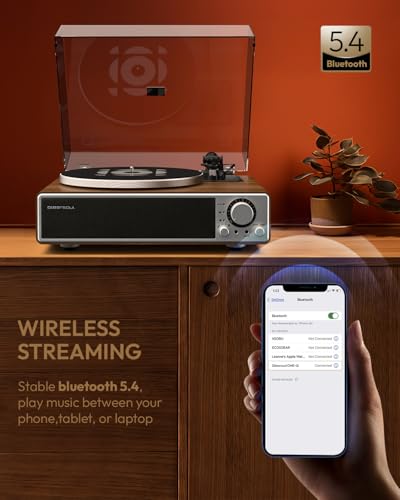 Vinyl Record Player with Bluetooth, Built-in Speakers, Phono Preamp, 33/45 RPM Q432