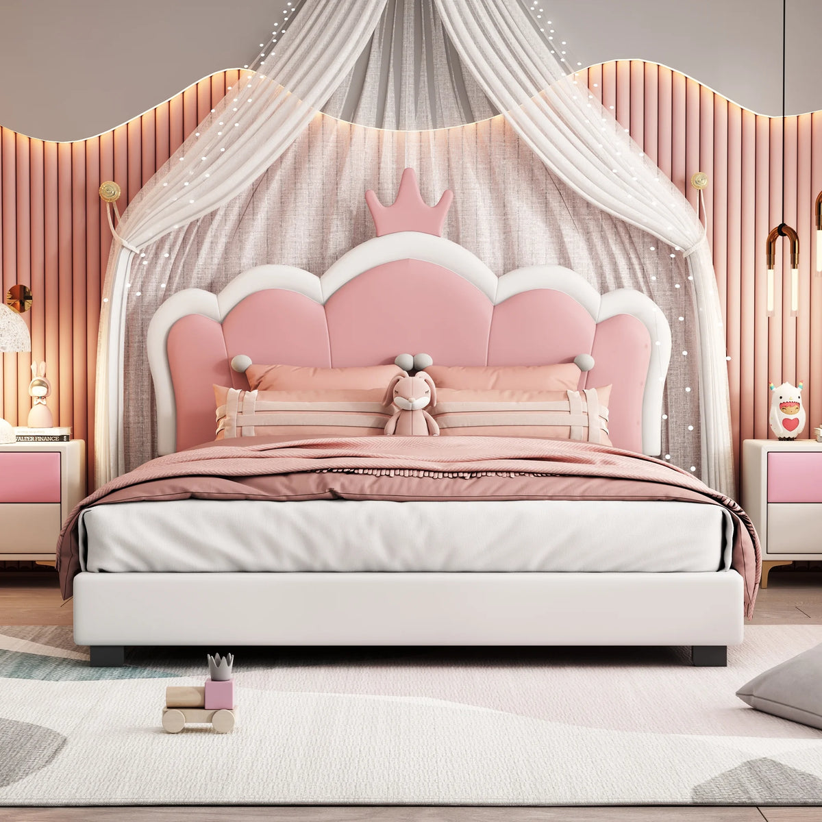 White Upholstered Twin Platform Bed C666