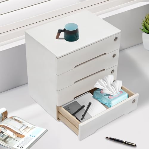 4 Drawers Wood Storage Box with Lockable Drawers H6547