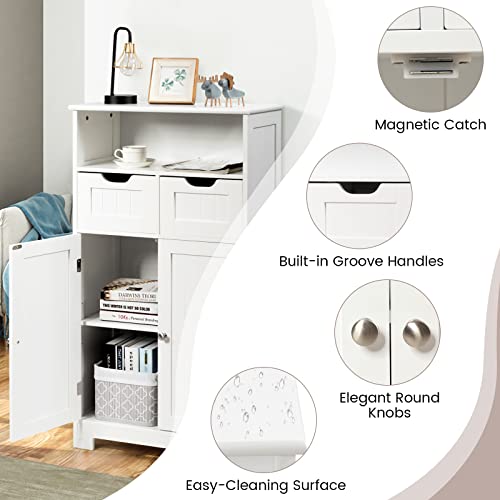 Black Bathroom Floor Cabinet with 2 Removable Drawers, 2 Doors & Adjustable Shelf A5545