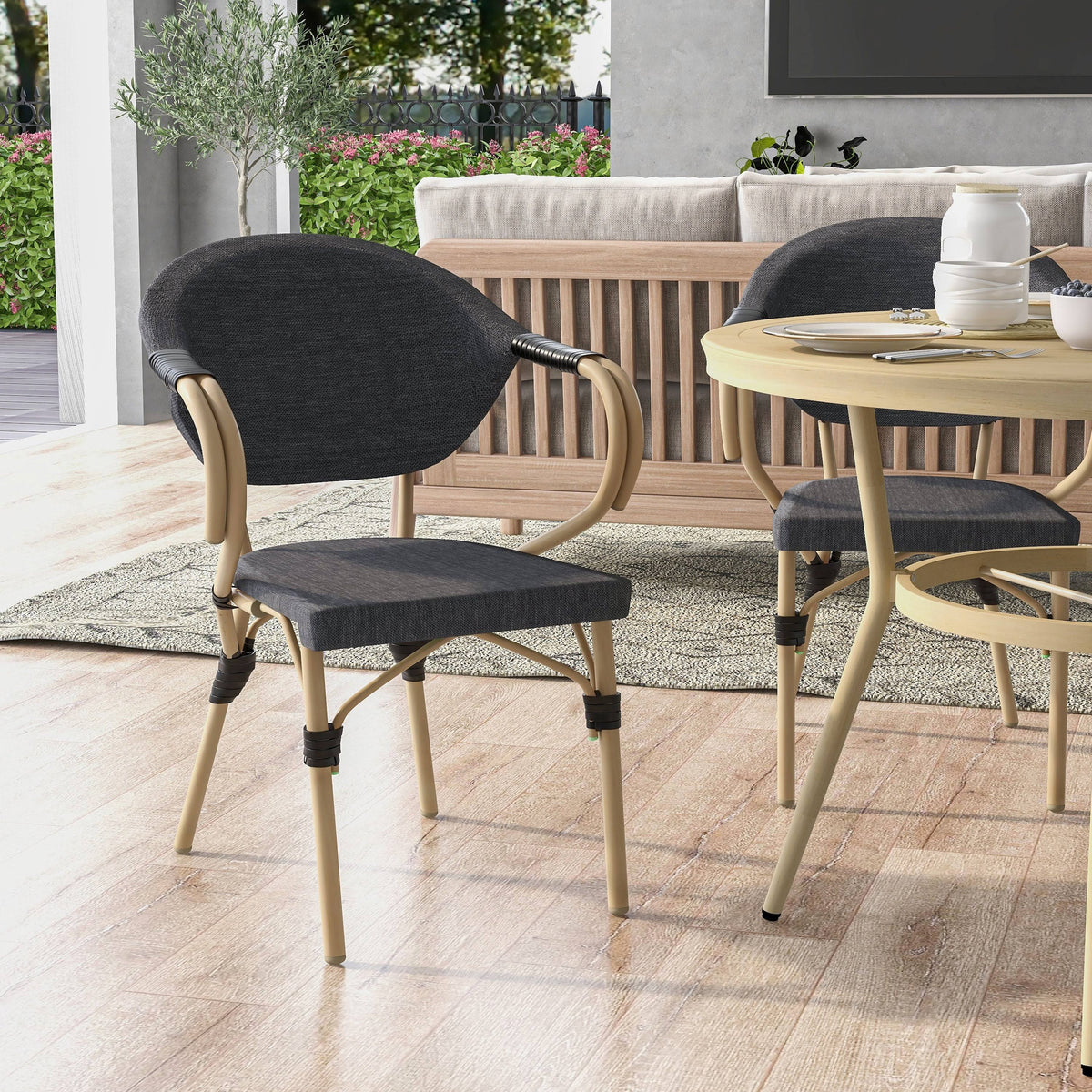 Natural Tone Patio Side Chairs Set of 2 A130009