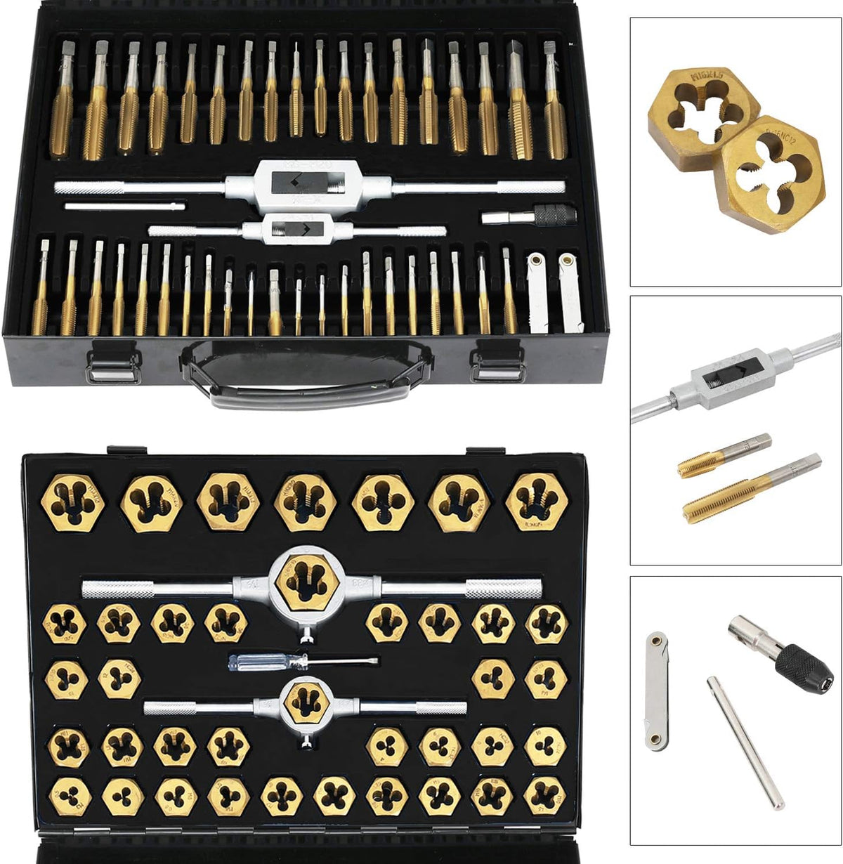 86 Piece Metric and SAE Standard Tap and Die Set with Metal Carrying Case L18970
