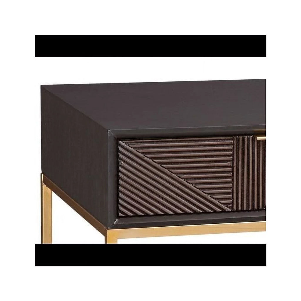Black Wood and Metal Rectangular End Table E175157
