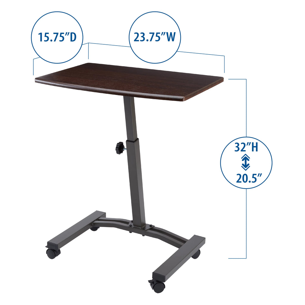 Black Height Adjustable Mobile Laptop Cart Desk with Wheels Y72073