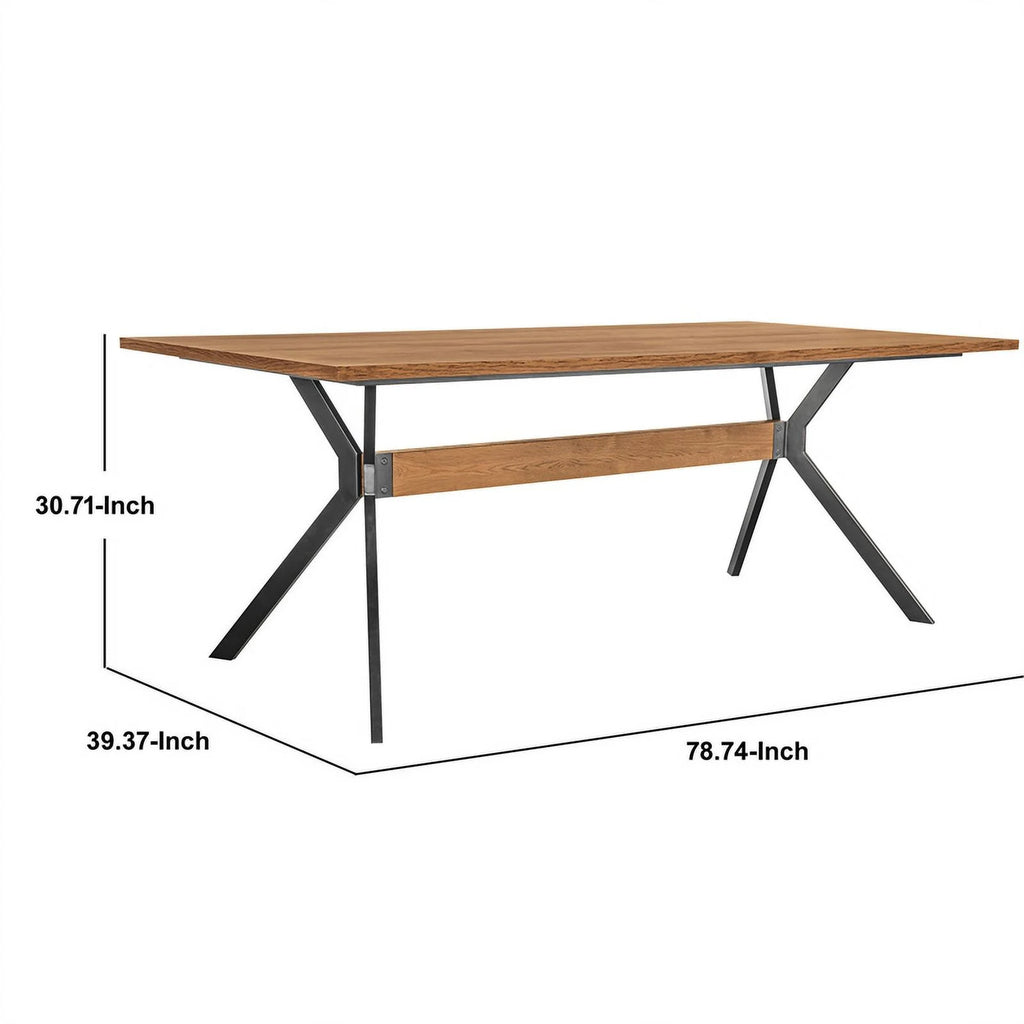 79 Inch Rectangular Wooden Dining Table with Trestle Base M856