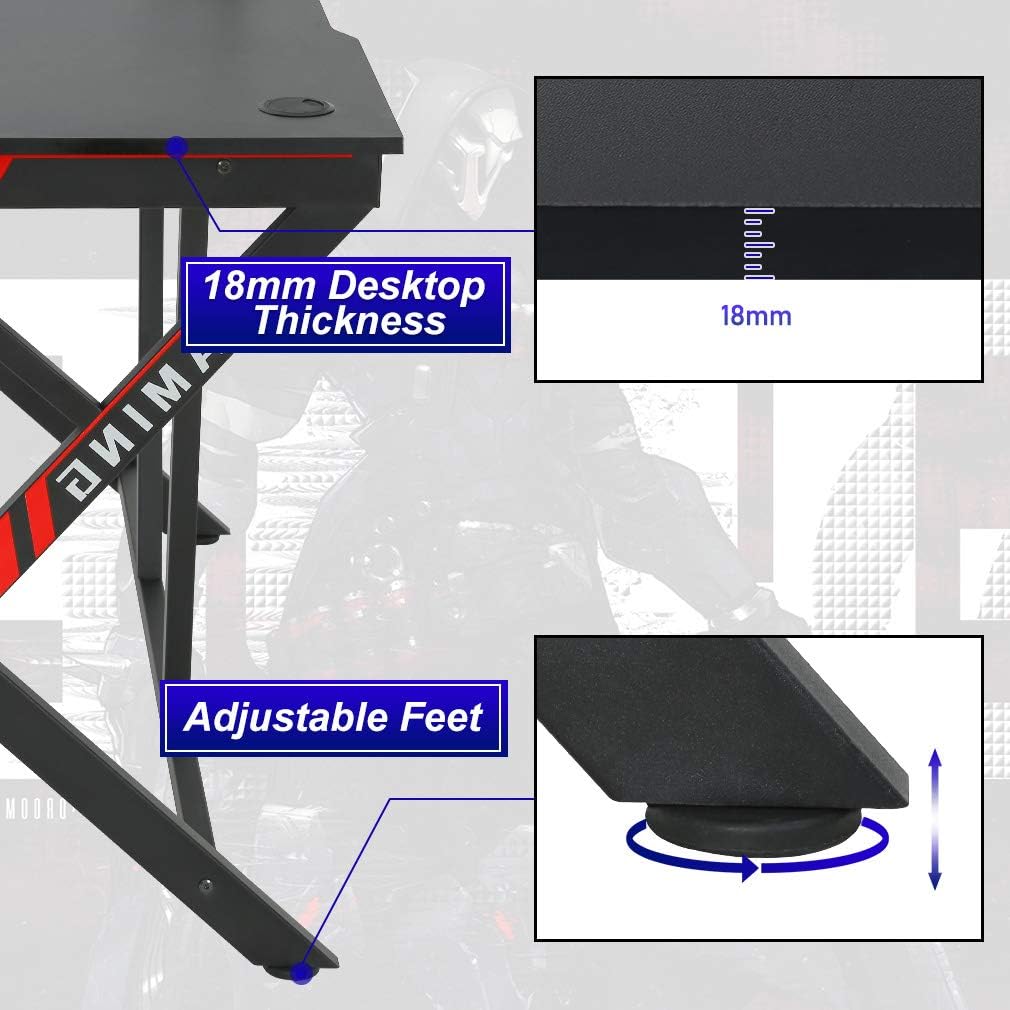 Gaming Desk 45 W x 29 D Computer Desk with Cup Holder Headphone Hook B6310