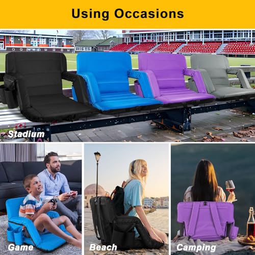 2 Pack Wide Folding Stadium Seats with Back Support and Cushion U193642