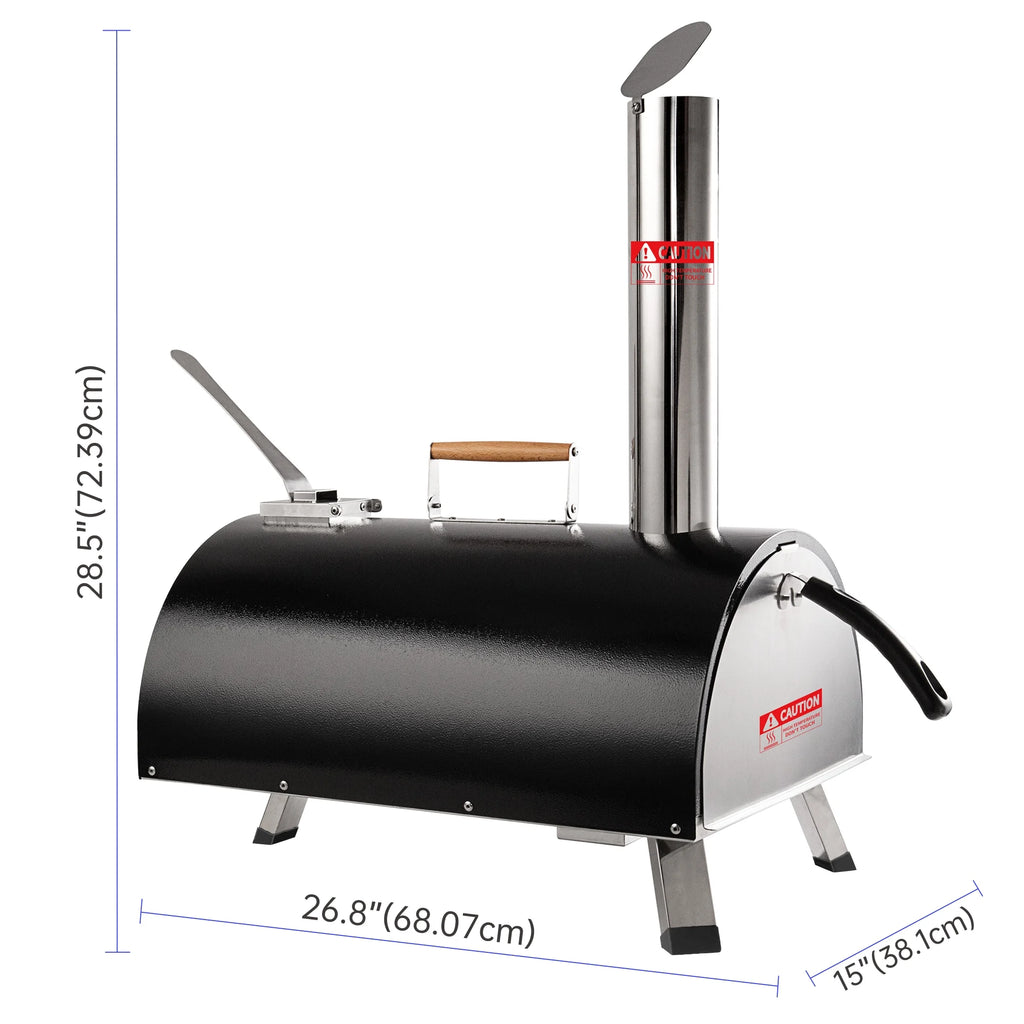 Portable Black Stainless Steel Wood Fired Pizza Oven with Carry Bag M513