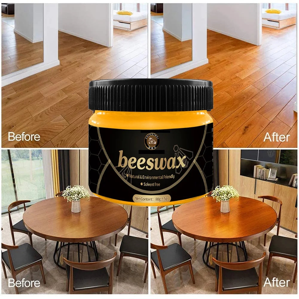 Natural Beeswax Wood Furniture Cleaner and Polish Set of 4 J9993