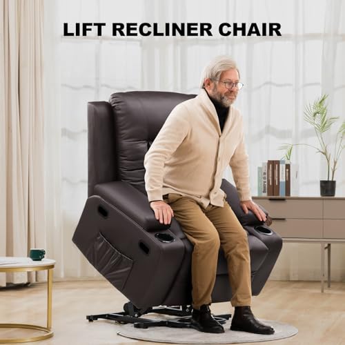 Brown Power Lift Recliner Chair with Massage & Heat S2778