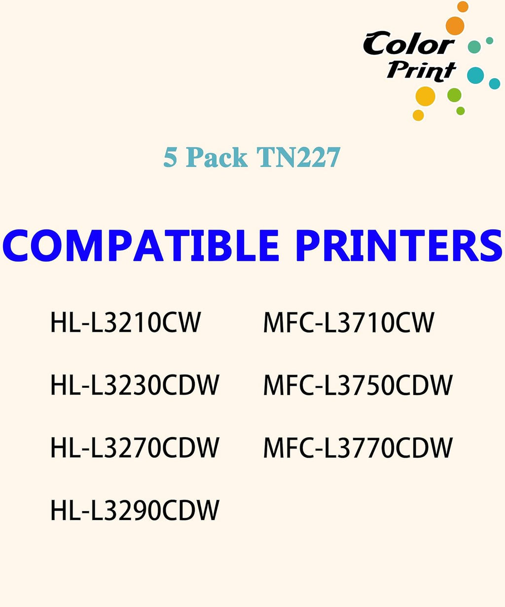 Compatible TN227 Toner Cartridge Replacement 5-Pack H3353