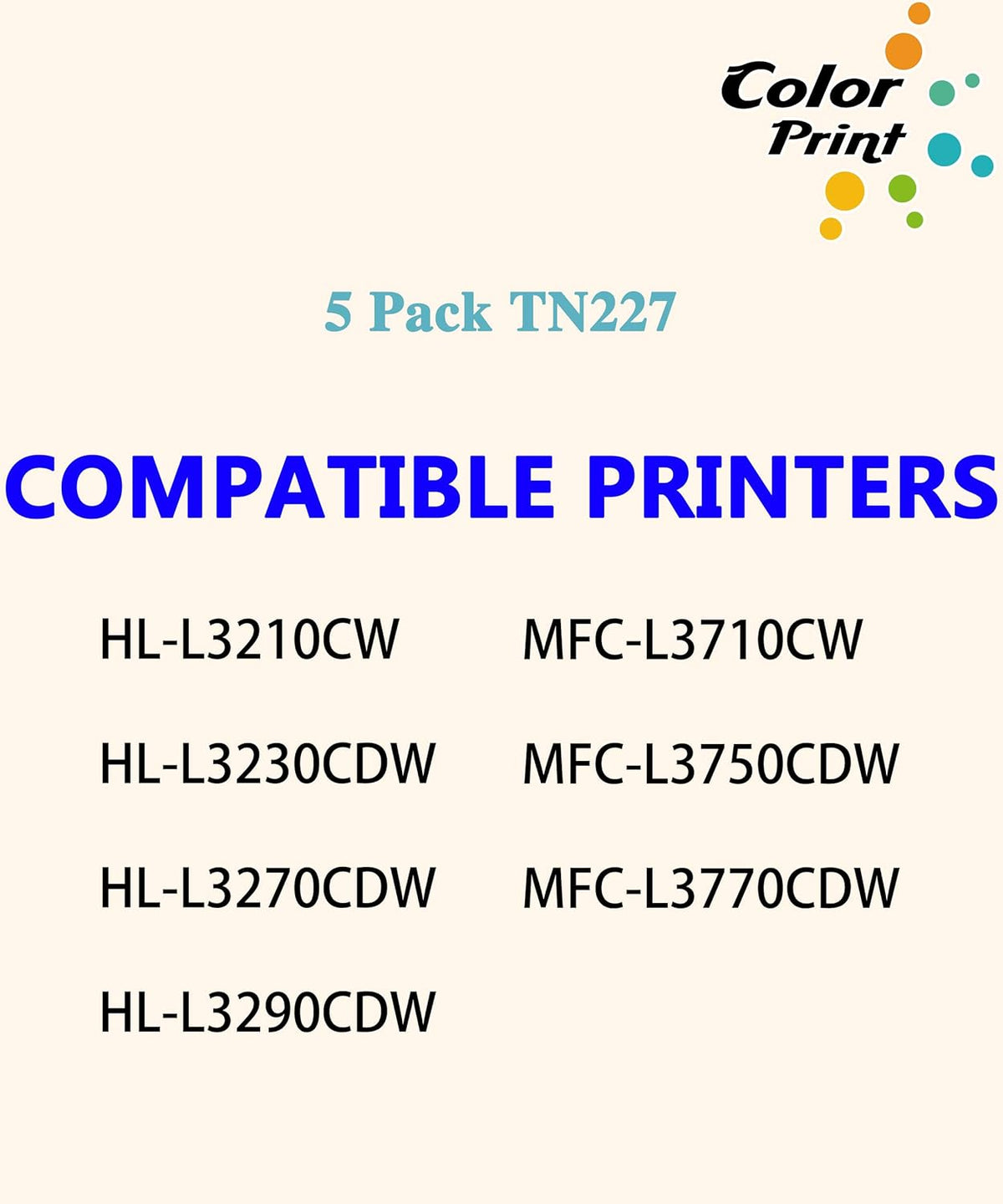 Compatible TN227 Toner Cartridge Replacement 5-Pack H3353