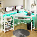 White Computer Desk with Power Outlets F922007