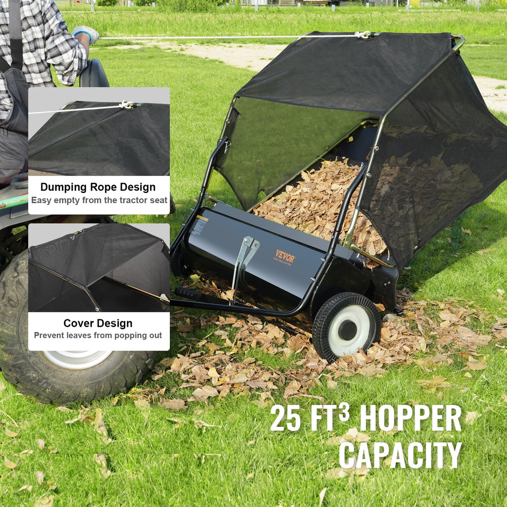 Tow Behind Lawn Sweeper 44 Inch, 25 cu. ft Leaf & Grass Collector E183154