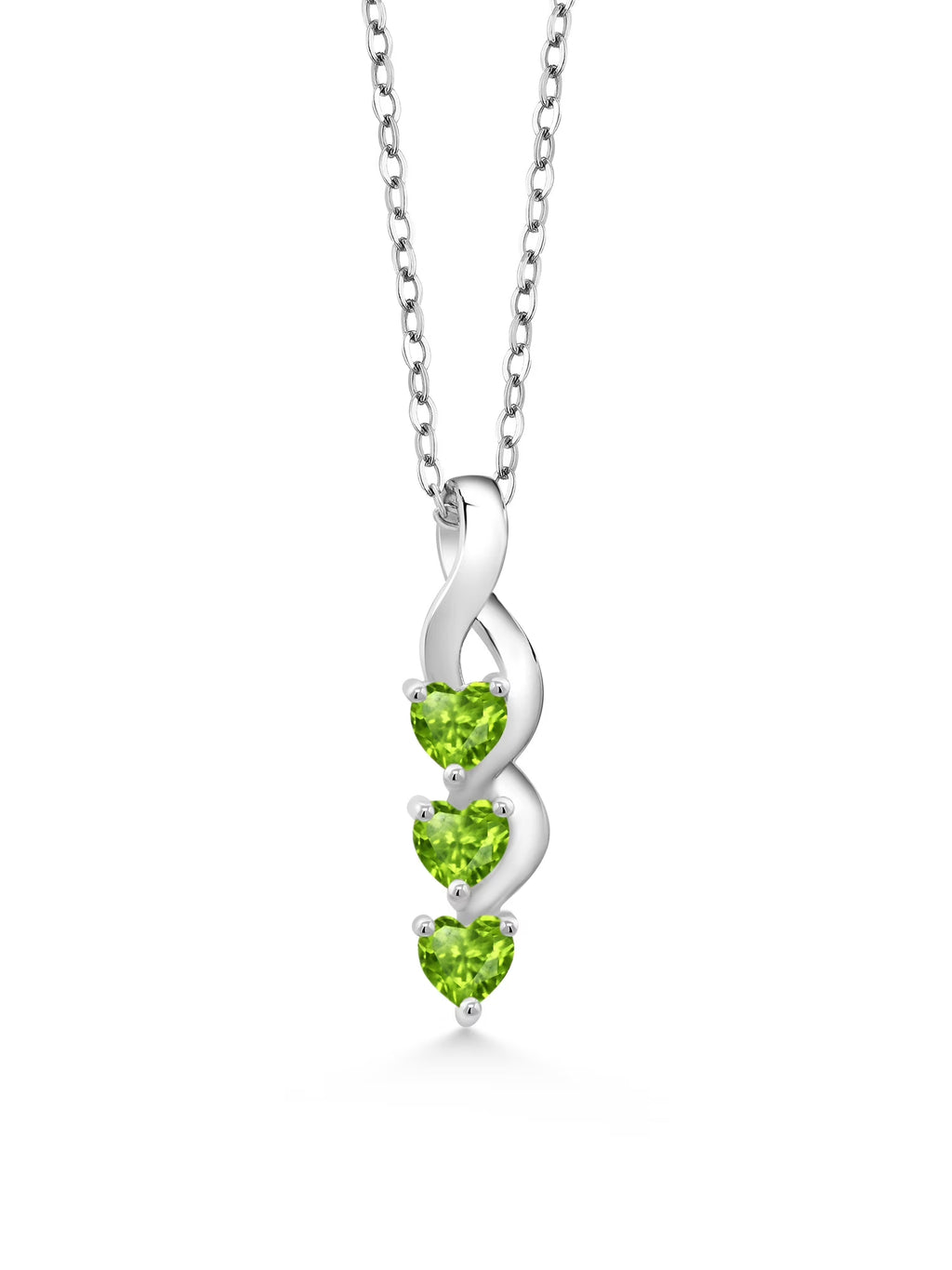 925 Sterling Silver Green Peridot Pendant Necklace with 18 inch Silver Chain E98248