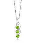 925 Sterling Silver Green Peridot Pendant Necklace with 18 inch Silver Chain E98248