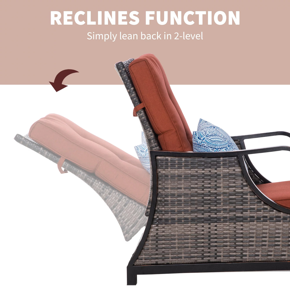 Outdoor Recliner Chair PE Wicker E57655