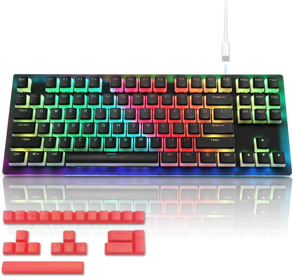 White TKL Hot Swappable Mechanical Keyboard with Pudding Keycaps J689