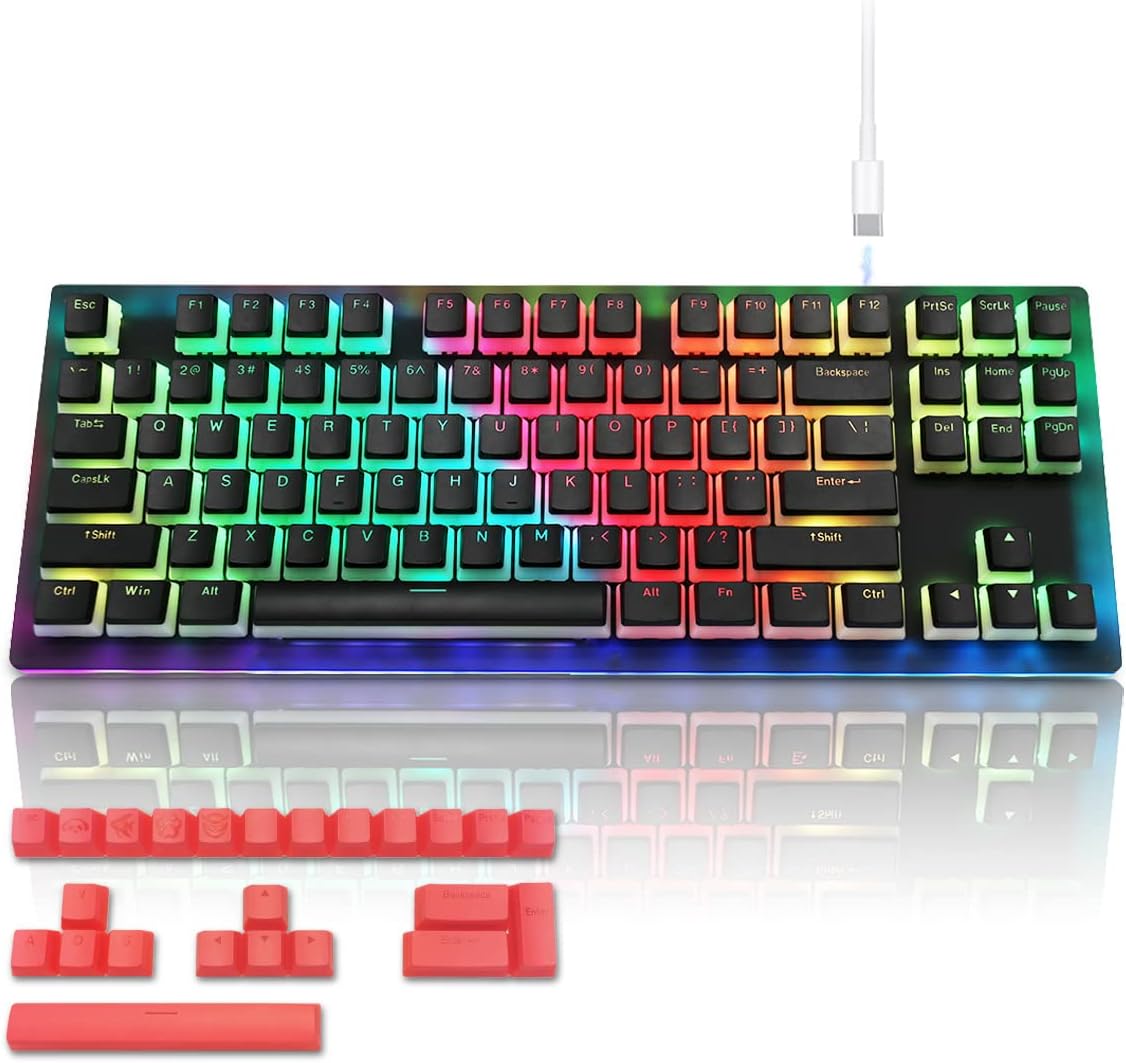 White TKL Hot Swappable Mechanical Keyboard with Pudding Keycaps J689