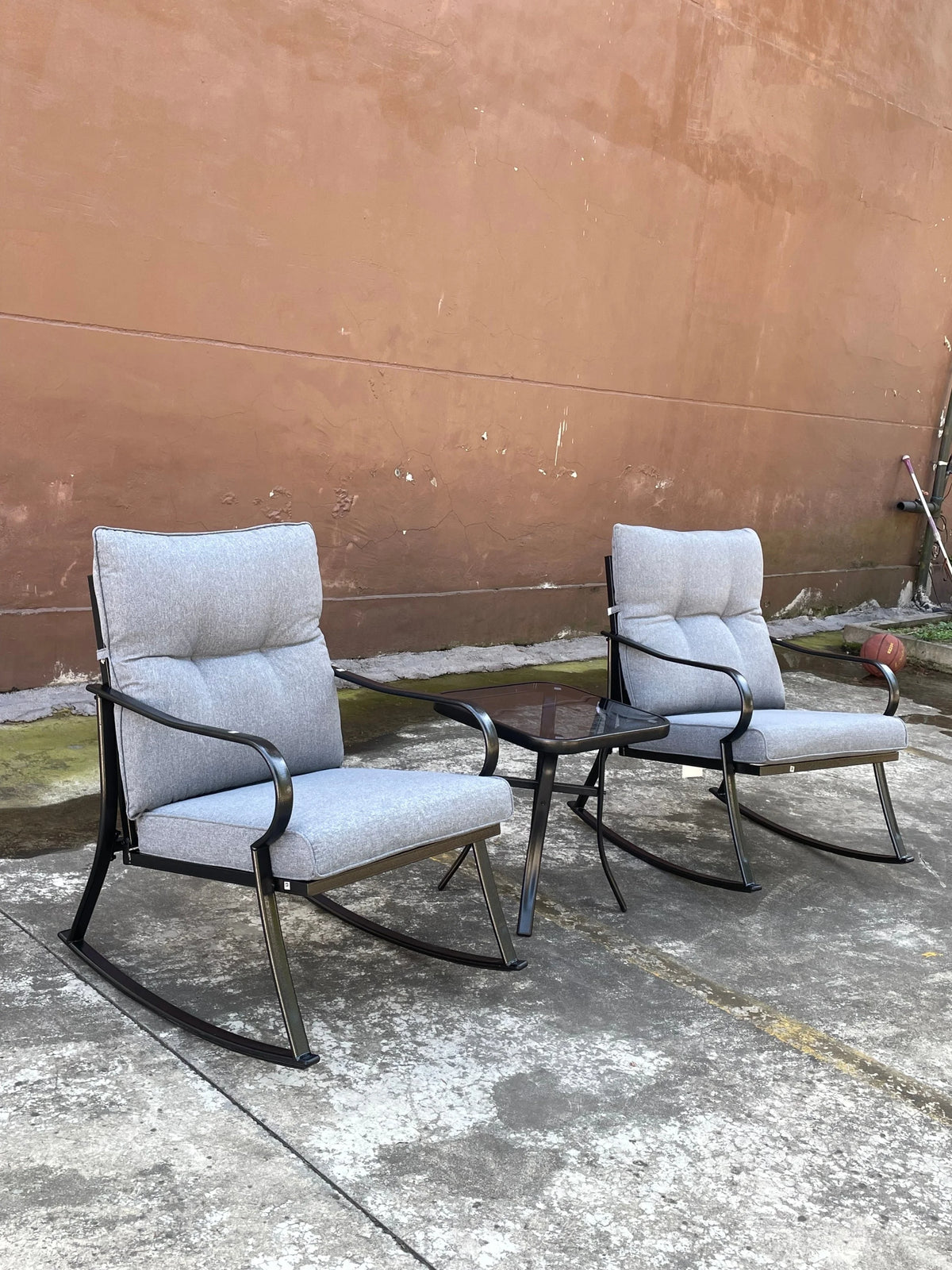 3 Pc Outdoor Swivel Rocker Patio Chairs - Gray S822140