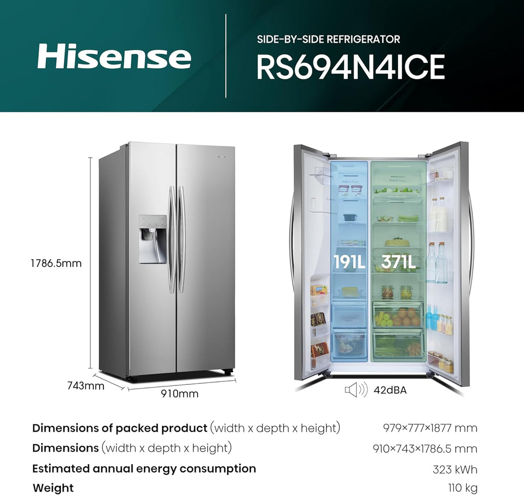 Stainless Steel Freestanding Side-by-Side Fridge Freezer with Water and Ice Dispenser N2788