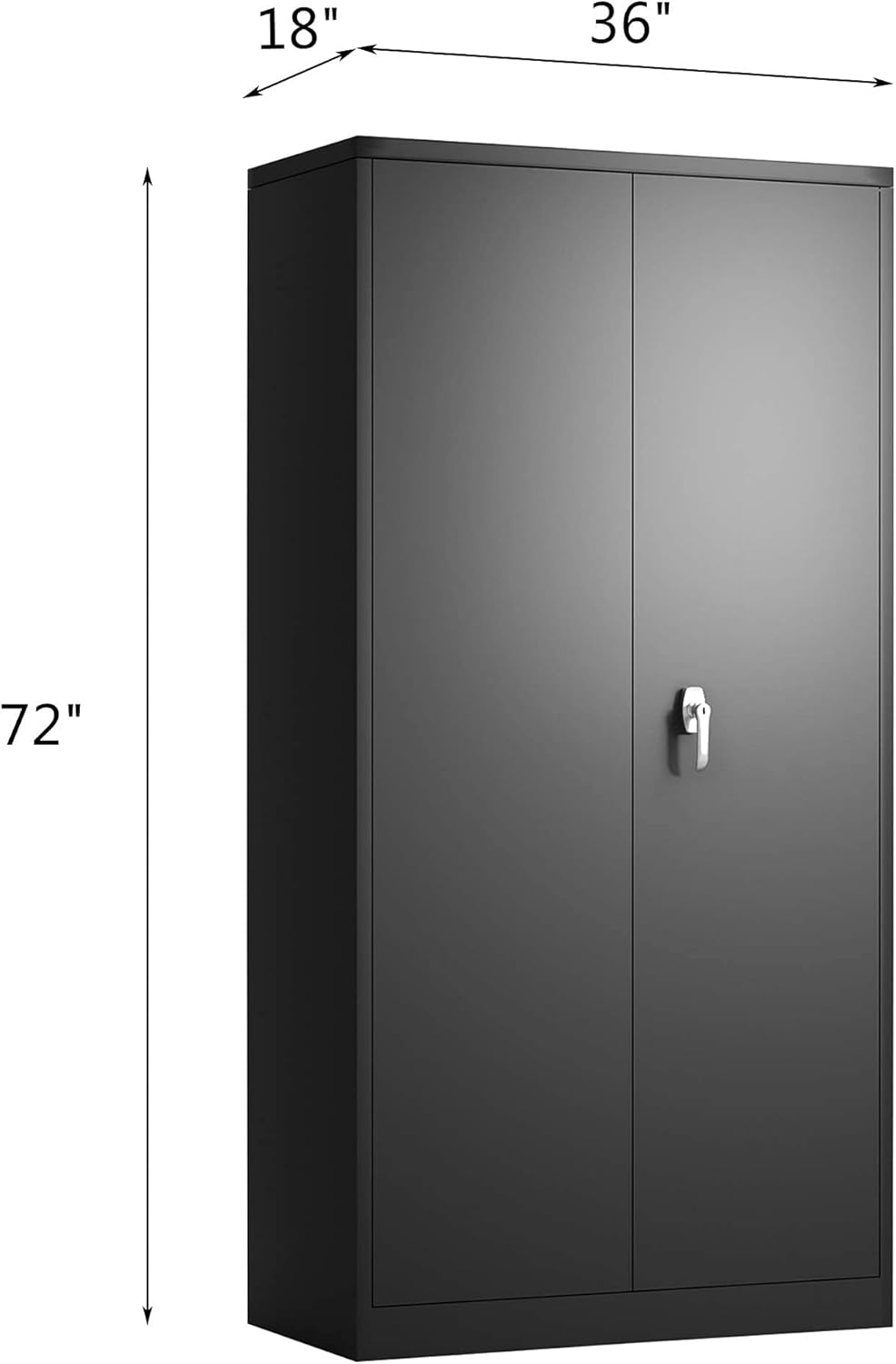 Black Metal Storage Cabinet with 4 Adjustable Shelves W5035