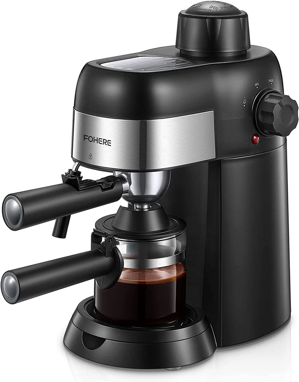 Black 3.5 Bar 4 Cup Steam Espresso Machine with Milk Frother P580