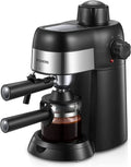 Black 3.5 Bar 4 Cup Steam Espresso Machine with Milk Frother P580