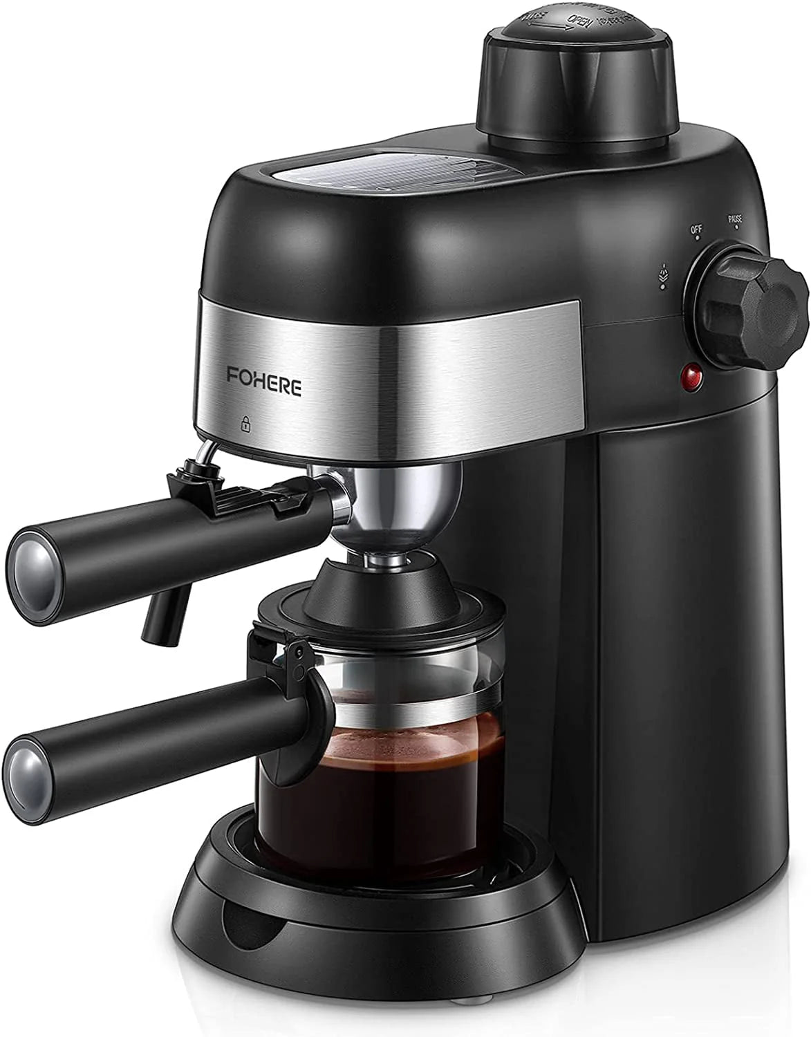 Black 3.5 Bar 4 Cup Steam Espresso Machine with Milk Frother P580