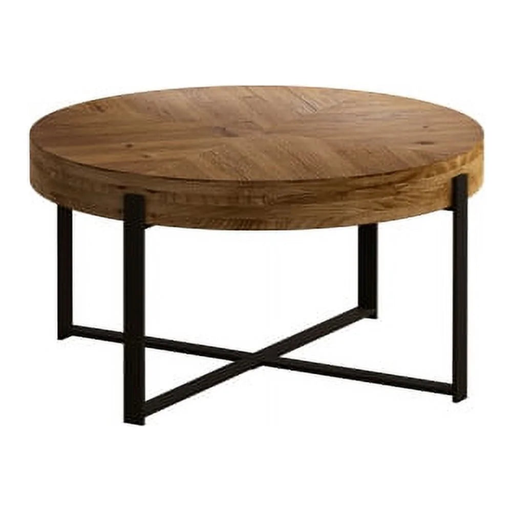 Round Coffee Table with Black Cross Legs Base P5006