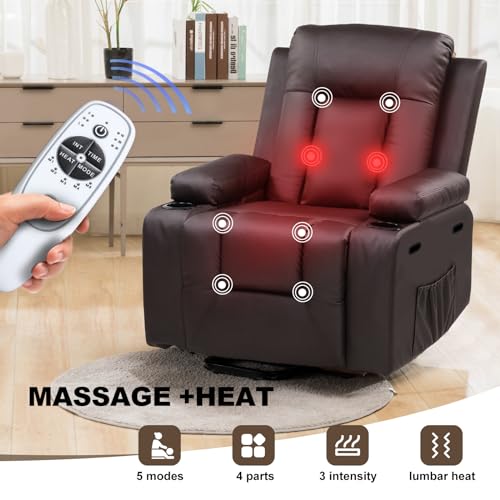 Brown Power Lift Recliner Chair with Massage & Heat S2778