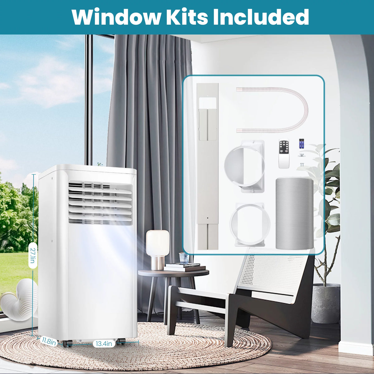 6000BTU 3-in-1 Portable Air Conditioner with Dehumidifier Fan White I840