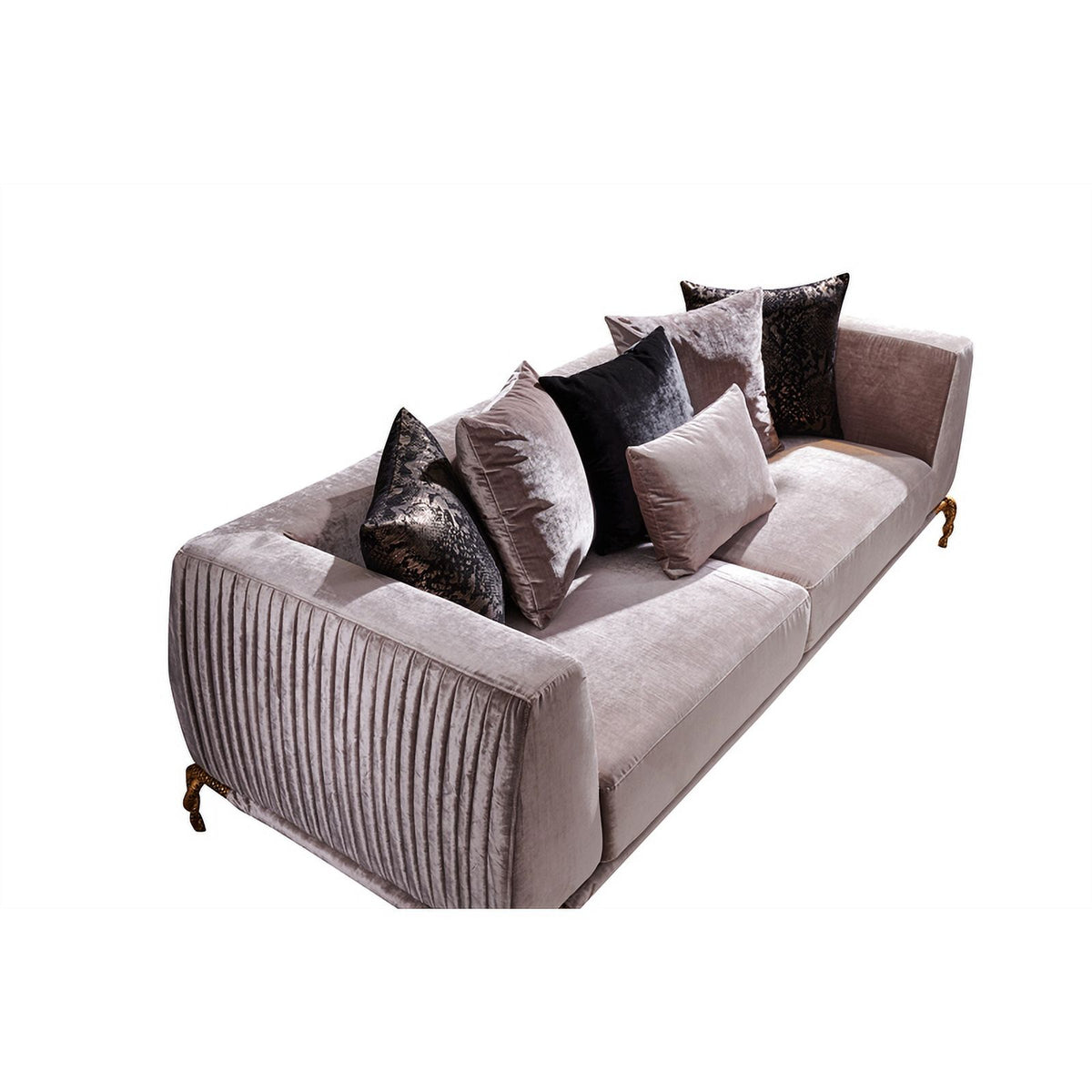 Ivory Velvet 2PC Living Room Set with Wood O456247