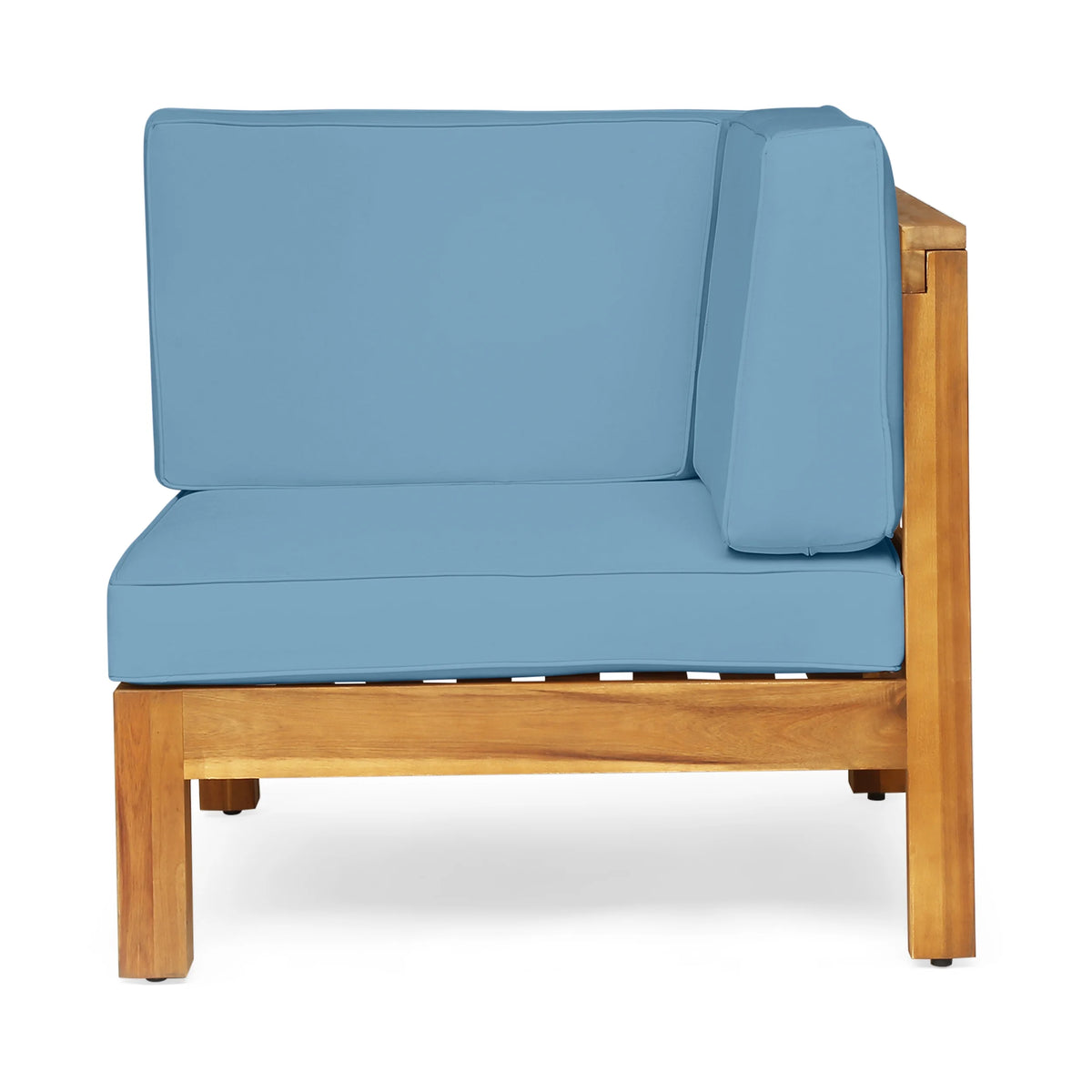 Teak and Blue Acacia Wood 5 Seater Sofa Chat Set O582766