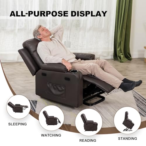 Brown Power Lift Recliner Chair with Massage & Heat S2778
