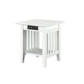 Solid Hardwood End Table with USB Charger Set of 2 White K31799