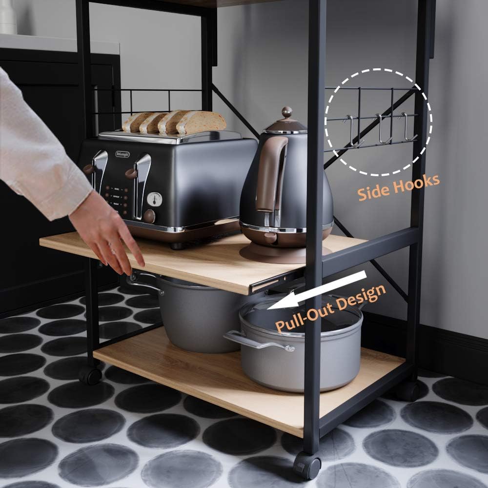 4 Tier Kitchen Bakers Rack with Storage Shelf H220486