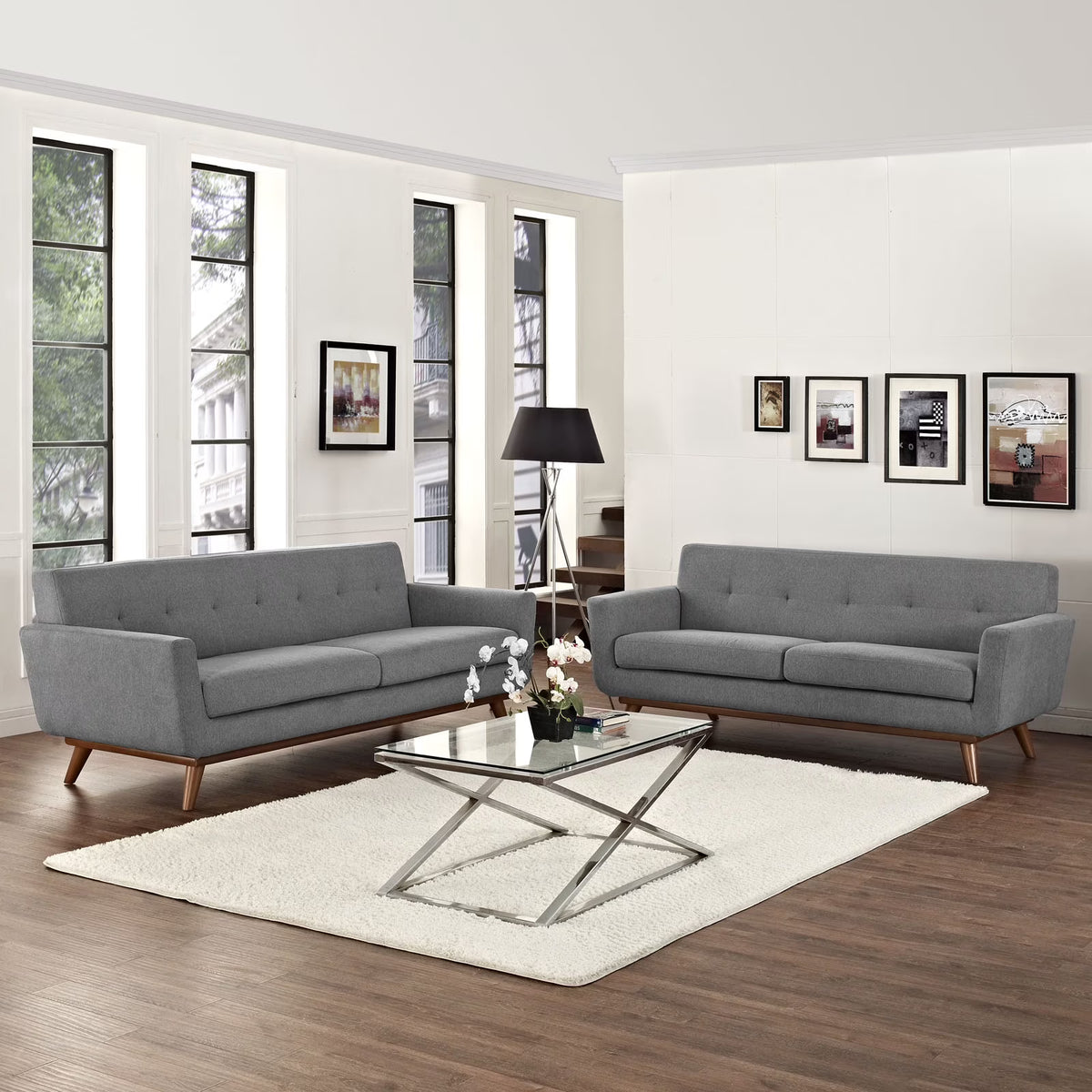 Loveseat and Sofa Set of 2 in Expectation Gray Y15489