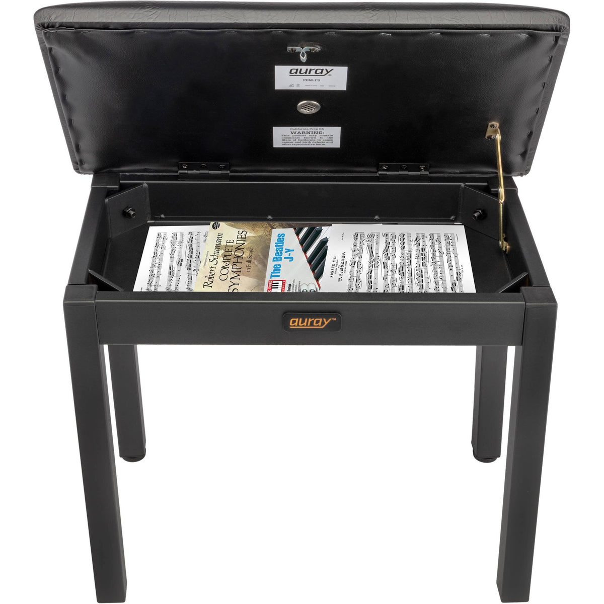 Black Metal Frame Piano Bench with Storage K4162