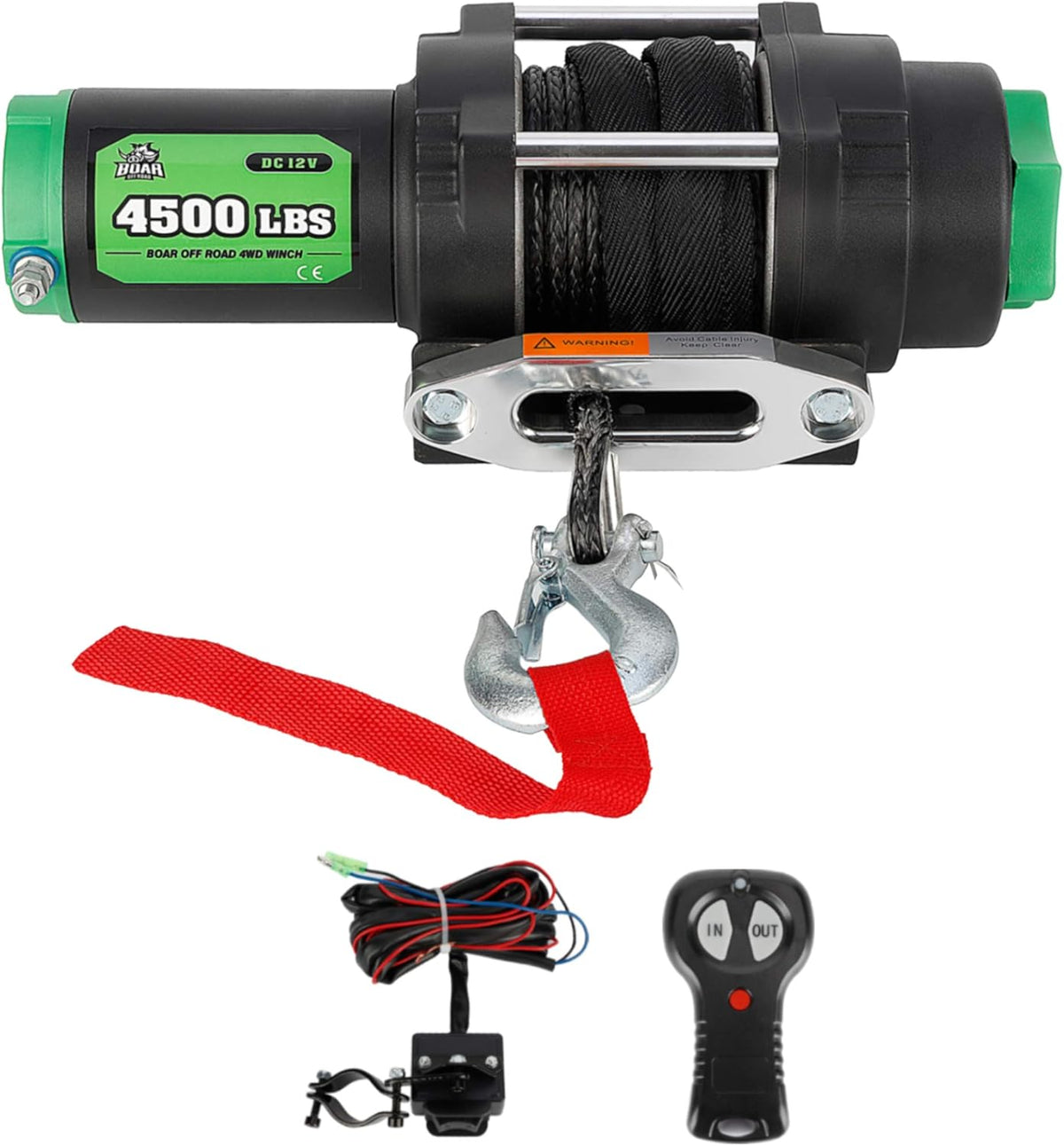 13000-lb. 12V Electric Winch Kit with Steel Cable and Roller Fairlead A577