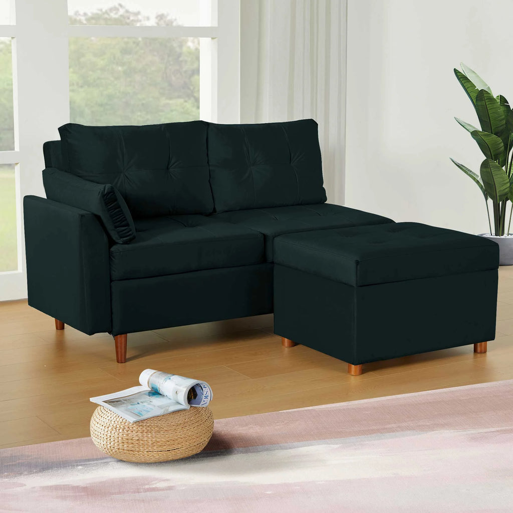 Velvet 2-3 Seat Sectional Sofa with Storage Ottoman M48714