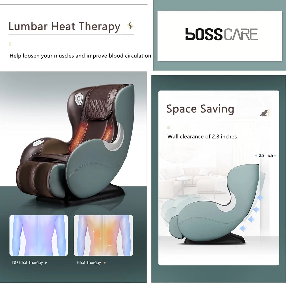 Light Grey Full Body Zero Gravity Shiatsu Recliner M479