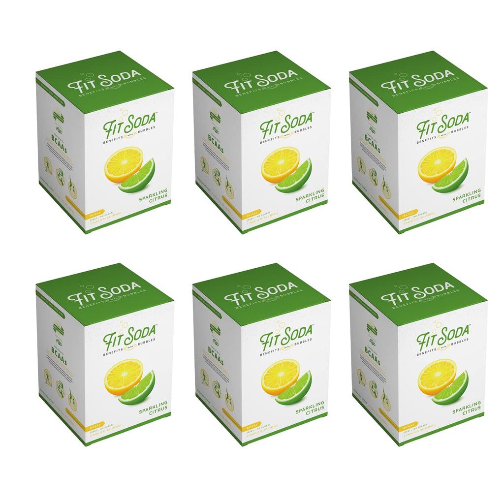 Sparkling Citrus Fit Soda, Zero Calorie Soft Drink, Hydrating Electrolytes & BCAAs (24 PACK) Pack of 2 G6119