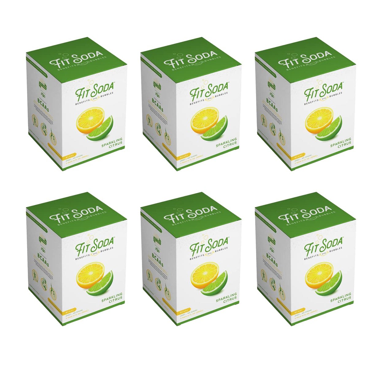 Sparkling Citrus Fit Soda, Zero Calorie Soft Drink, Hydrating Electrolytes & BCAAs (24 PACK) Pack of 2 G6119