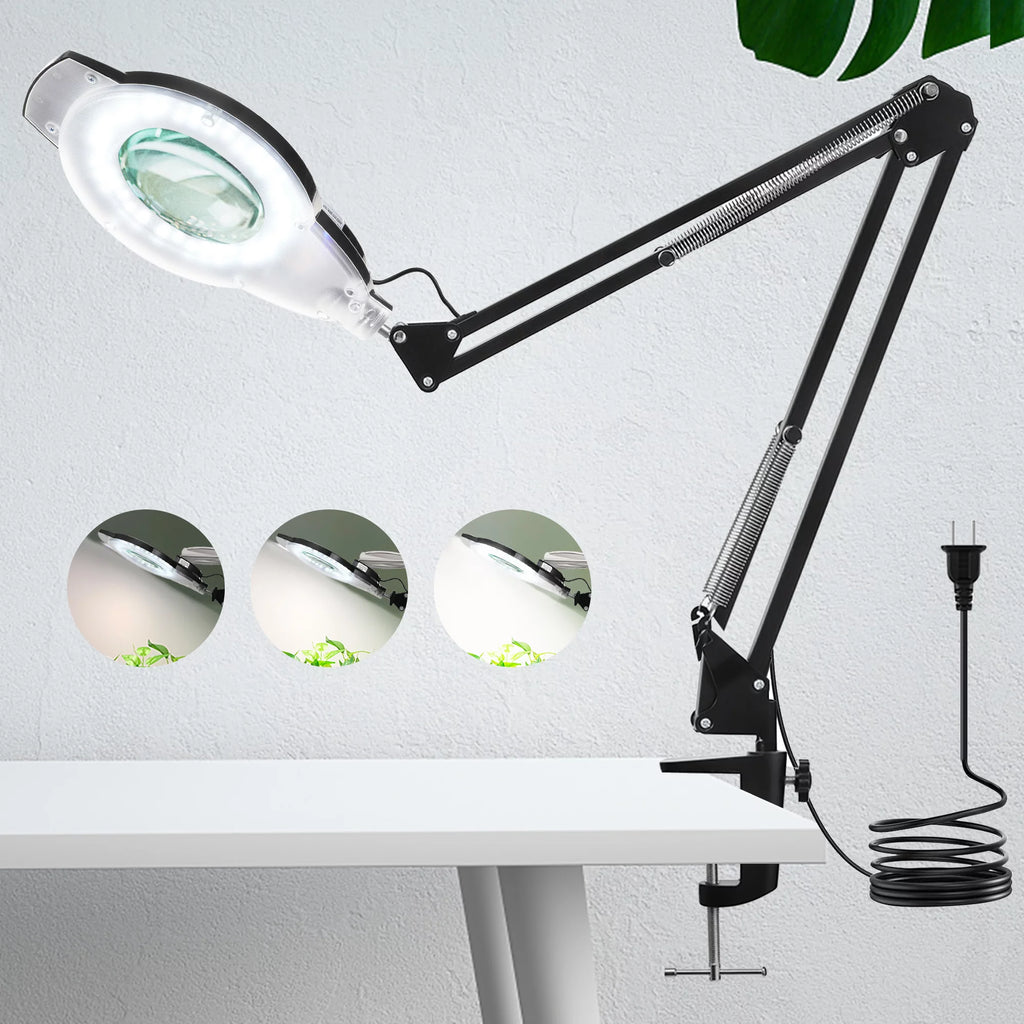5-10X LED Magnifying Desk Lamp with Clamp V9153